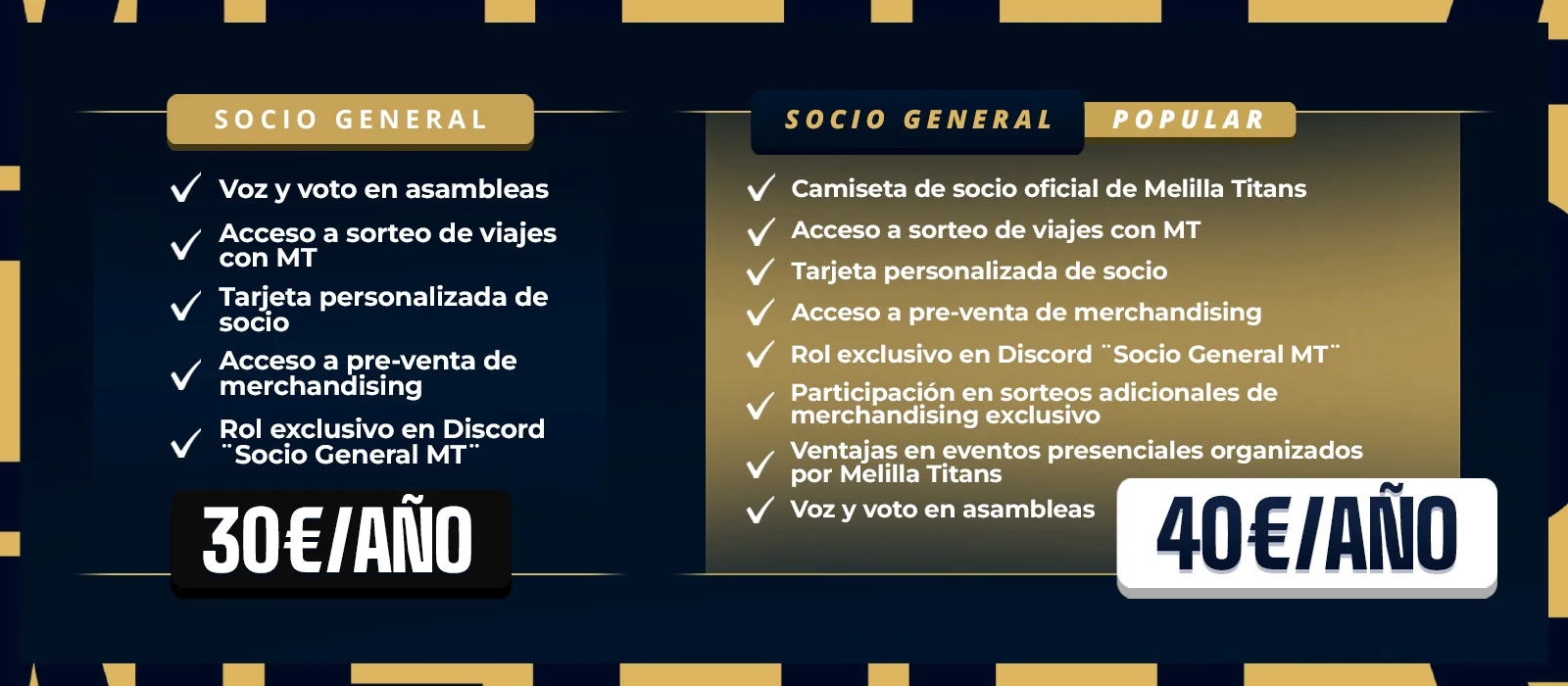 Pack de bienvenida, carnet oficial y la camiseta exclusiva de cada temporada.